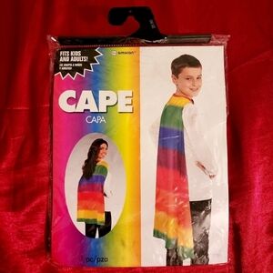 NWT Amscan Rainbow Stripe Cape One Size Kids & Adults Halloween Cosplay Pride